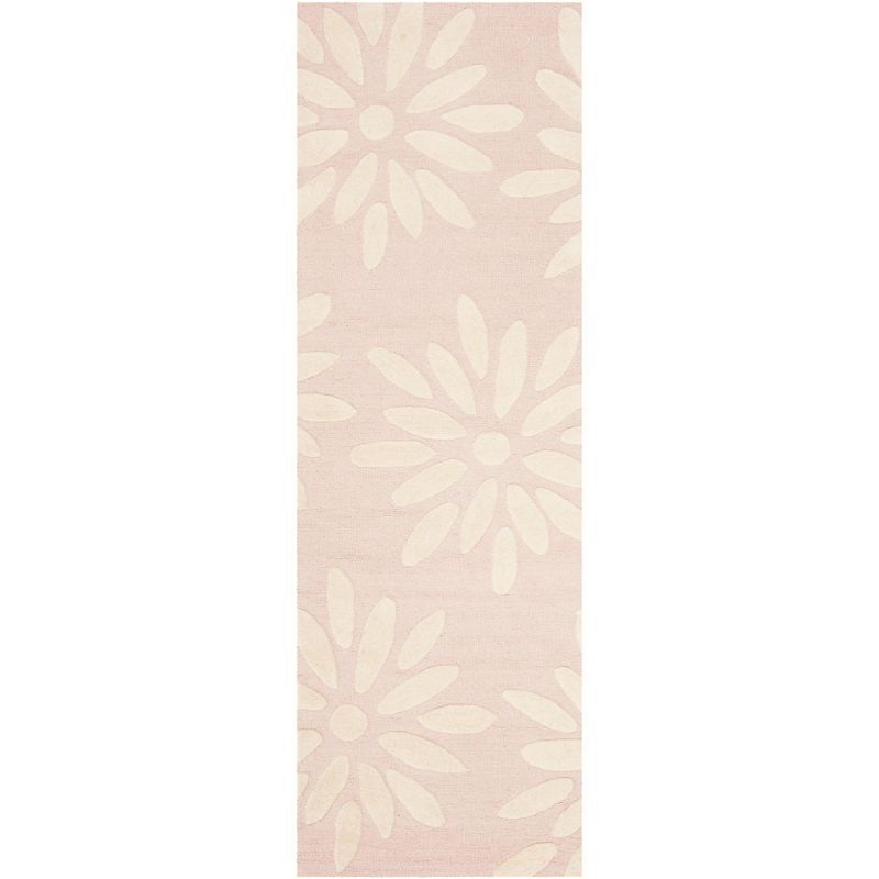 Hand-Tufted Pink & Ivory Wool Kids Playroom Rug