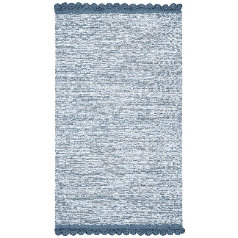 Coastal Charm Blue Flat-Woven Cotton & Wool 3' x 5' Area Rug