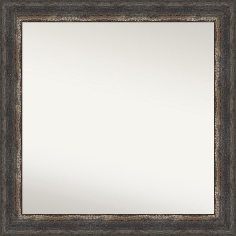 Bark Rustic Char 31" Square Non-Beveled Wall Mirror