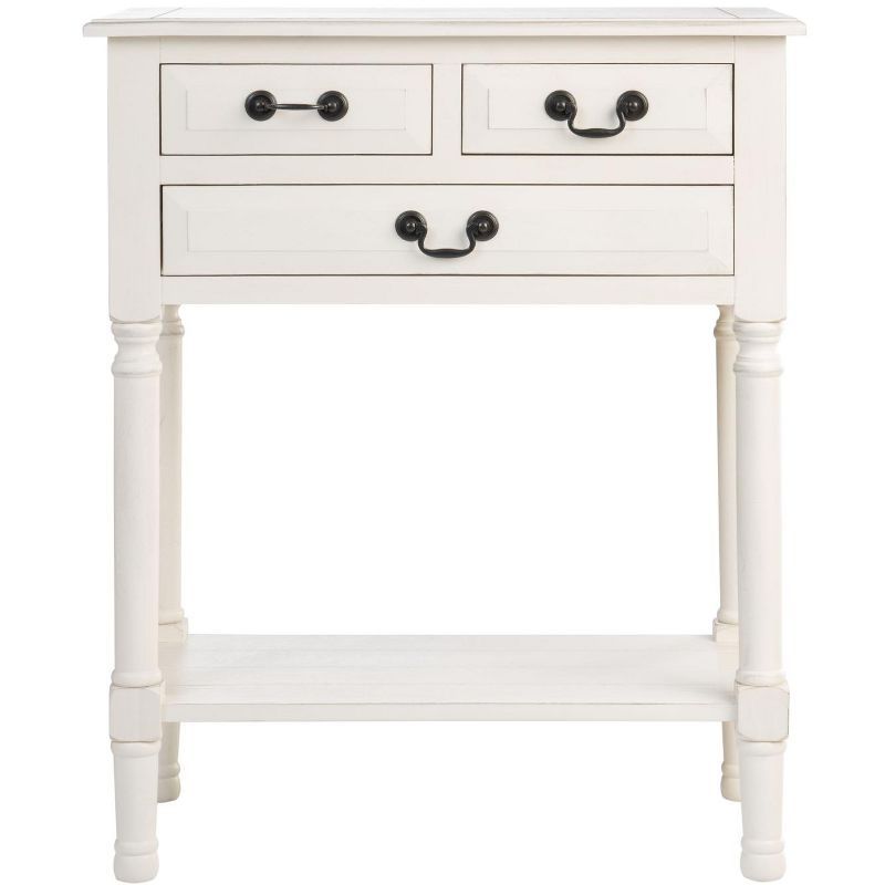 Primrose Distressed White Metal & Wood Console Table with Storage