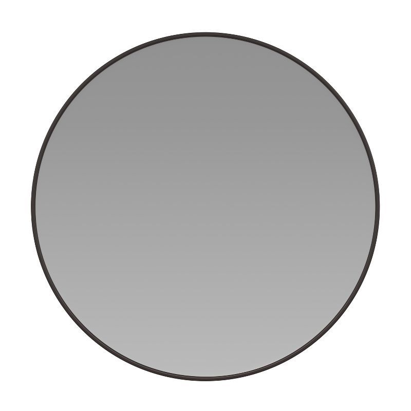 33" Monaco Sleek Black Metal Round Wall Mirror