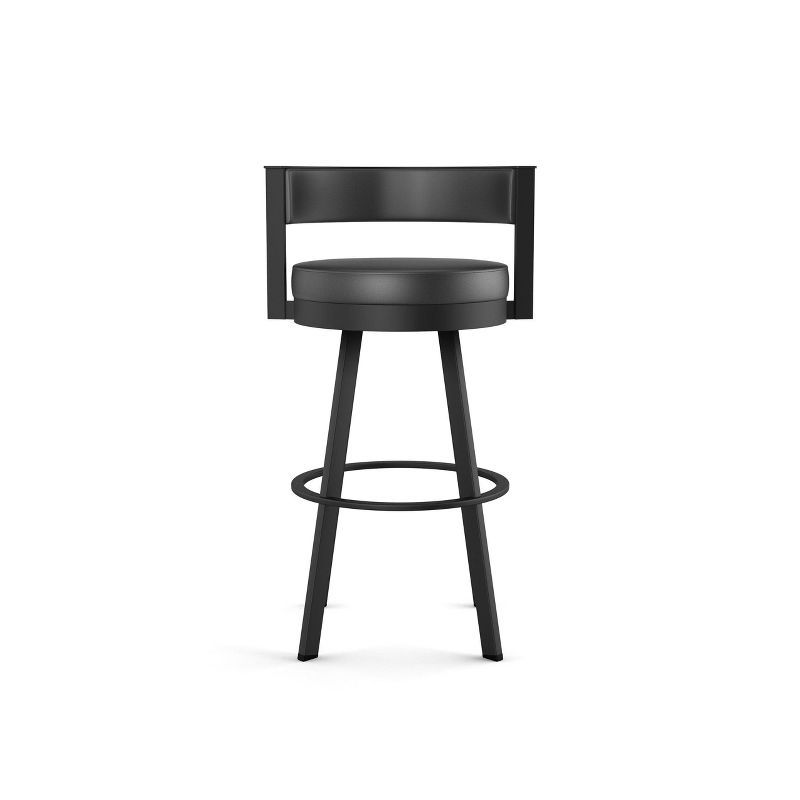 Black Faux Leather Swivel Counter Stool with Metal Frame