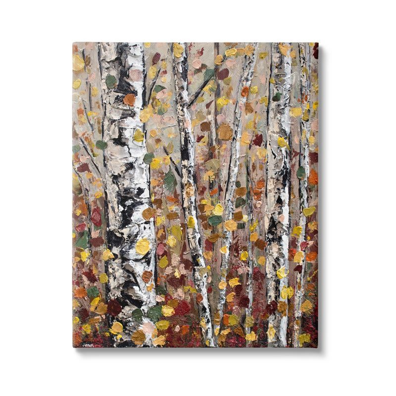 Autumn Birch Trees Abstract Landscape Canvas Wall Art, 16 x 20