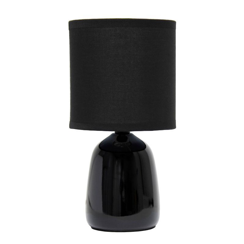 10.04" Black Ceramic Nightstand Lamp with Barrel Shade
