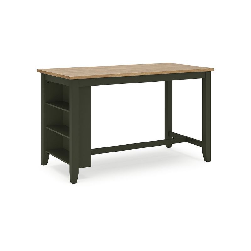 Green and Natural Wood Counter Height Dining Table with Storage