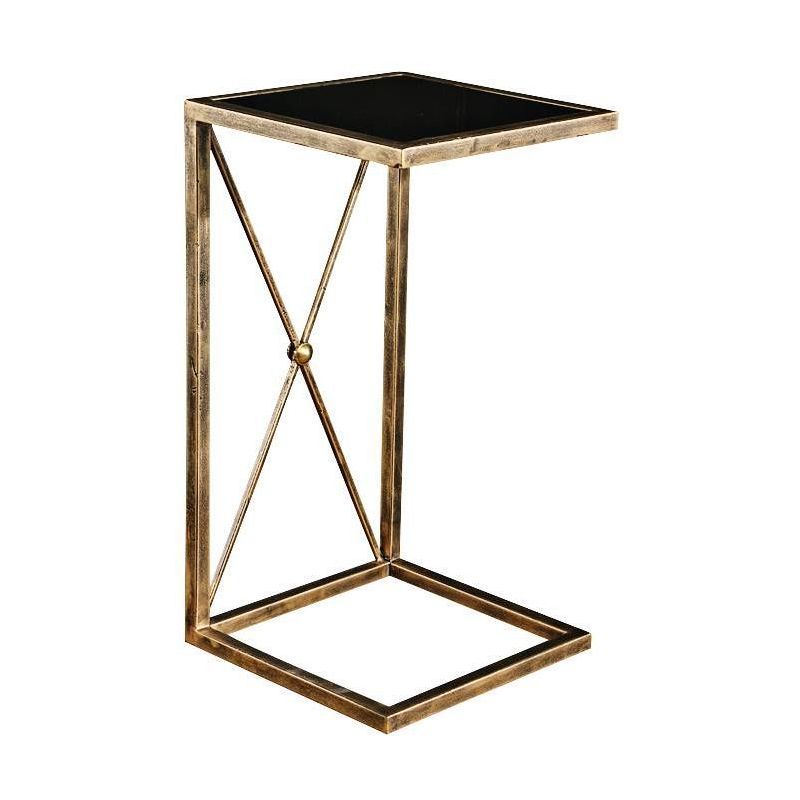 Zafina 13" Black and Gold Contemporary Square Side Table