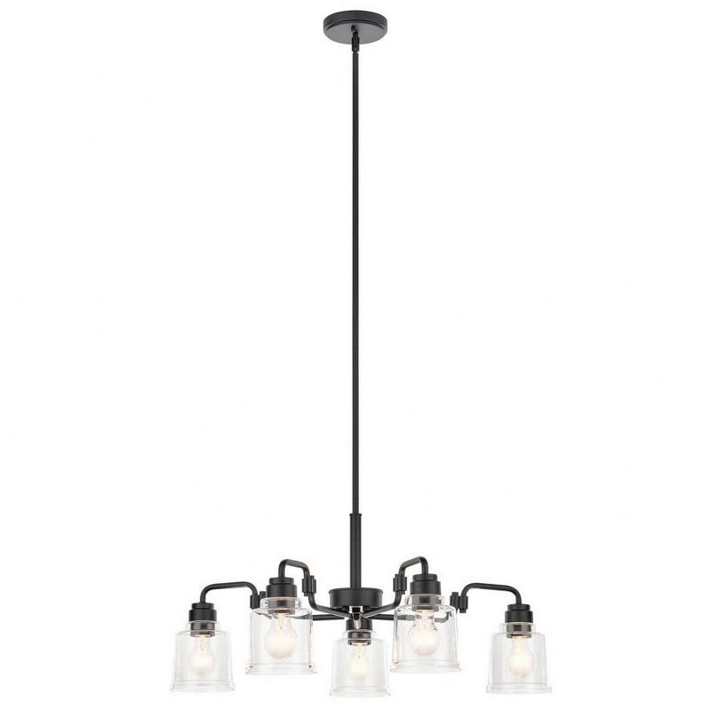 Aivian 30'' Black and Clear Glass 5-Light Chandelier