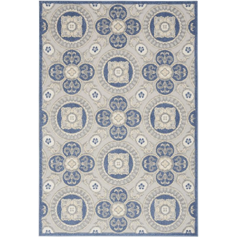 Elegant Retreat 4' x 6' Blue/Grey Synthetic Rectangular Rug