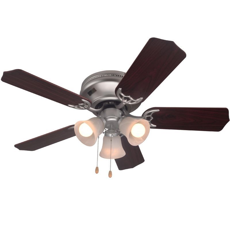 42" Silver Ceiling Fan with Reversible Walnut Blades and Lights