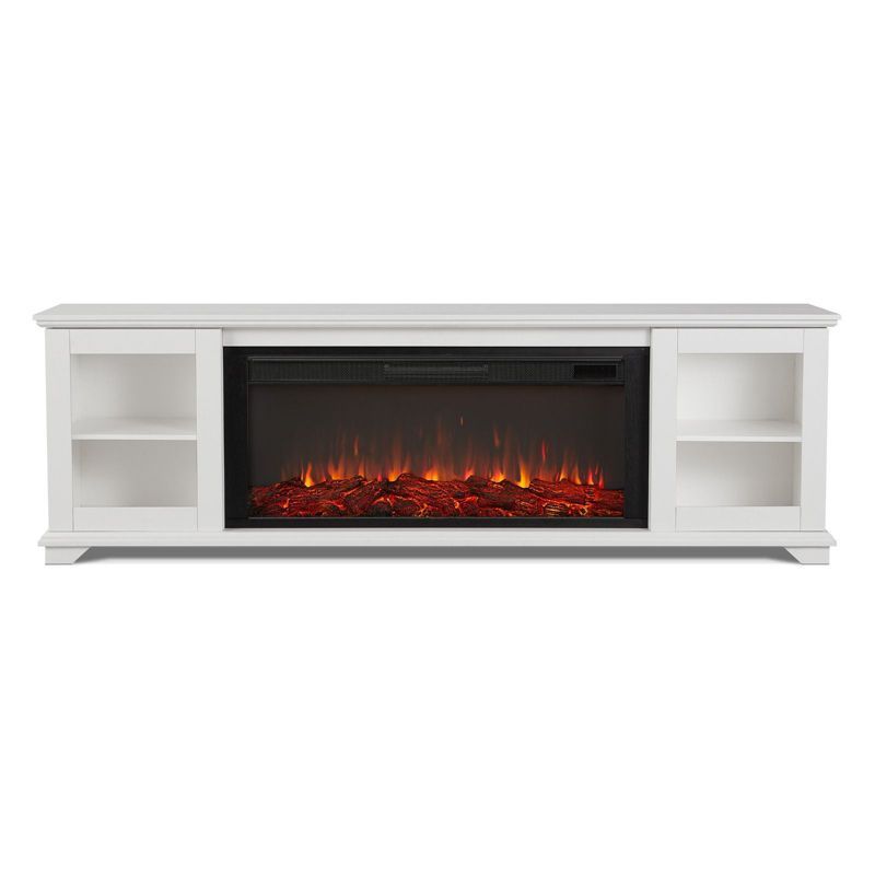 Benjamin 81" White Electric Fireplace TV Stand with Storage