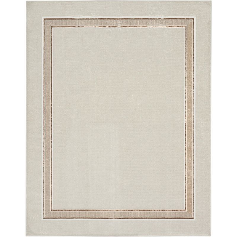 Ivory Cream Geometric 8' x 10' Easy-Care Synthetic Area Rug