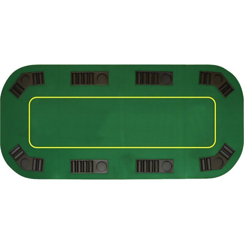 Green Oval 8-Player Folding Poker Table Topper with Chip Trays