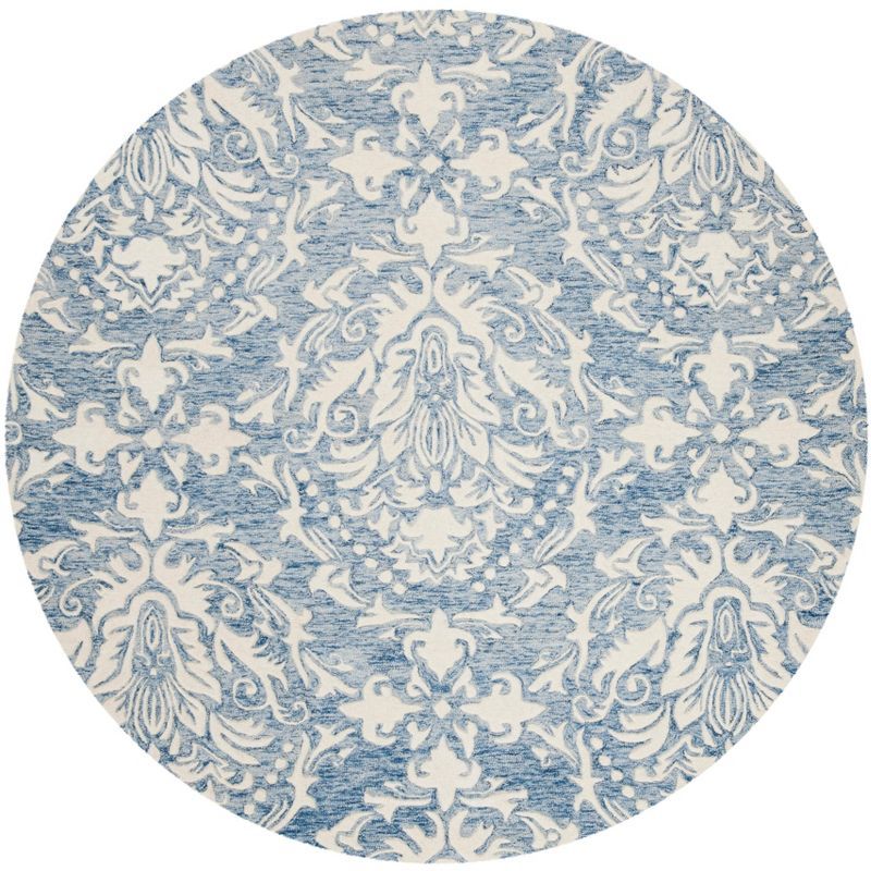 Ivory Handmade Tufted Wool Round Area Rug, 4' x 4'