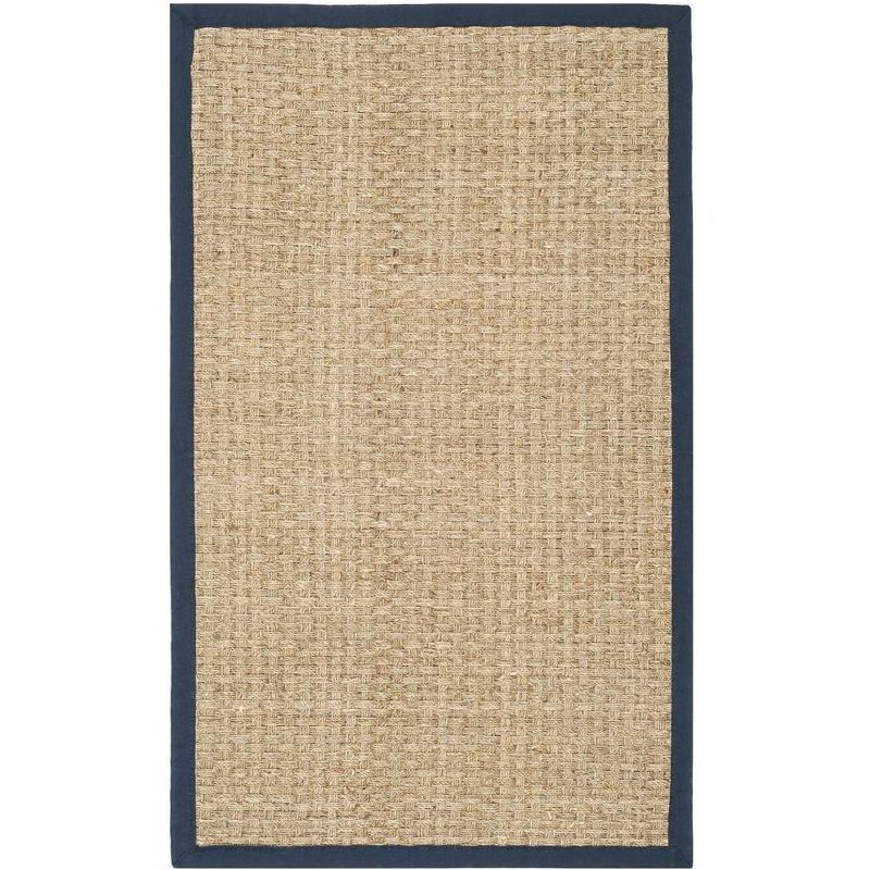 Hand-Knotted Coastal Charm Natural/Blue Cotton Area Rug - 10' x 14'