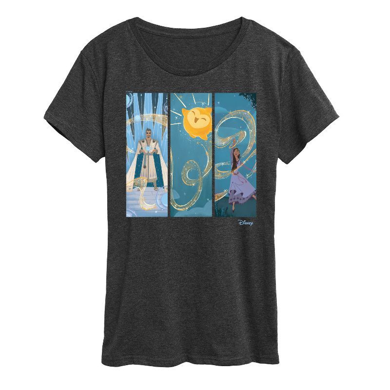 Heather Charcoal Disney Wish Character Panels Graphic Tee