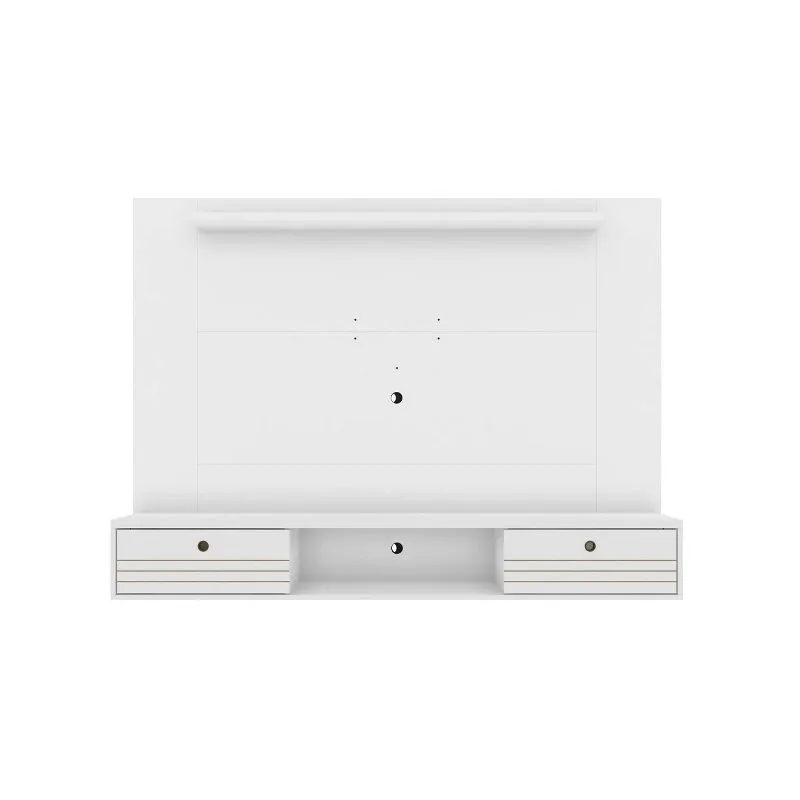 White Wall-Mounted Floating Entertainment Center with Storage