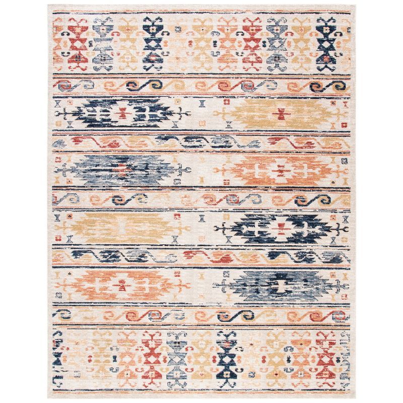 Rust and Ivory Synthetic Reversible 8' x 10' Area Rug