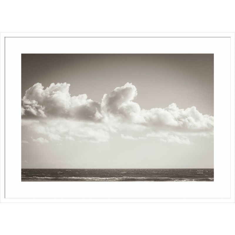 Venice Beach Monochrome Ocean Photograph in White Wood Frame