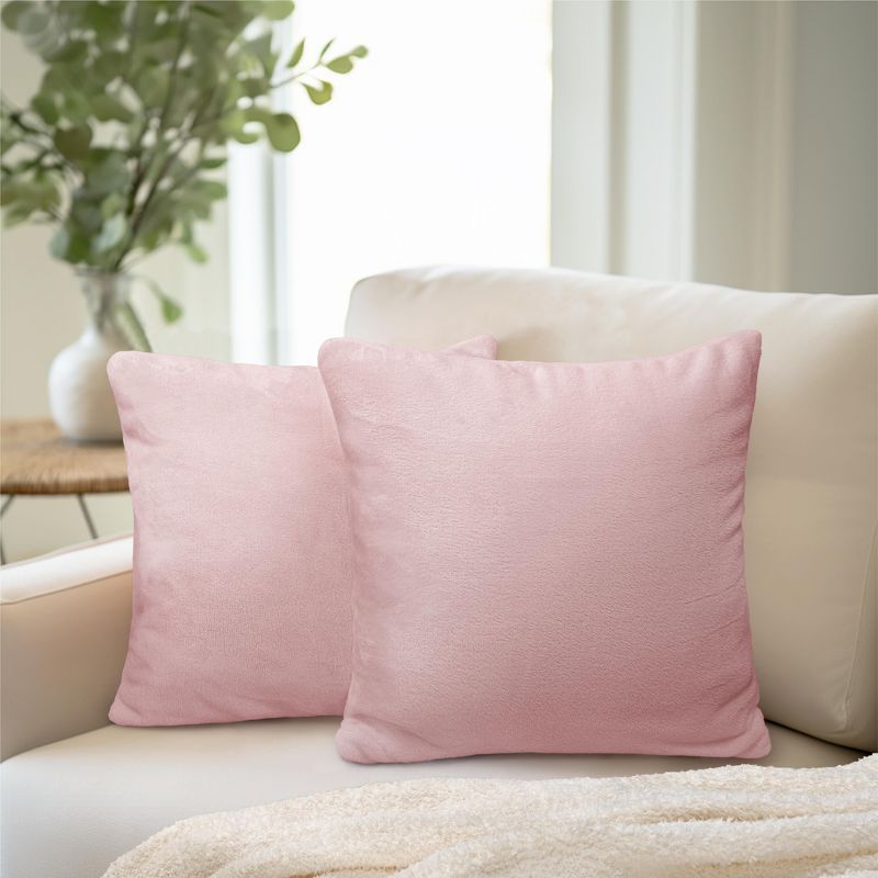 Blush Pink Velvet Euro Throw Pillow Covers Set of 2