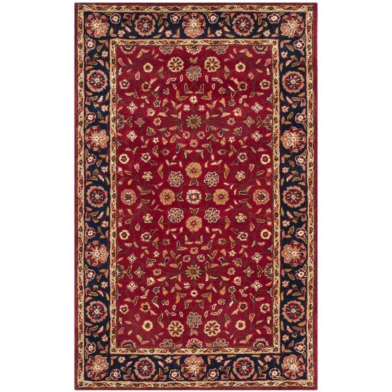 Heritage Red and Navy Hand-Tufted Wool Area Rug 6' x 9'