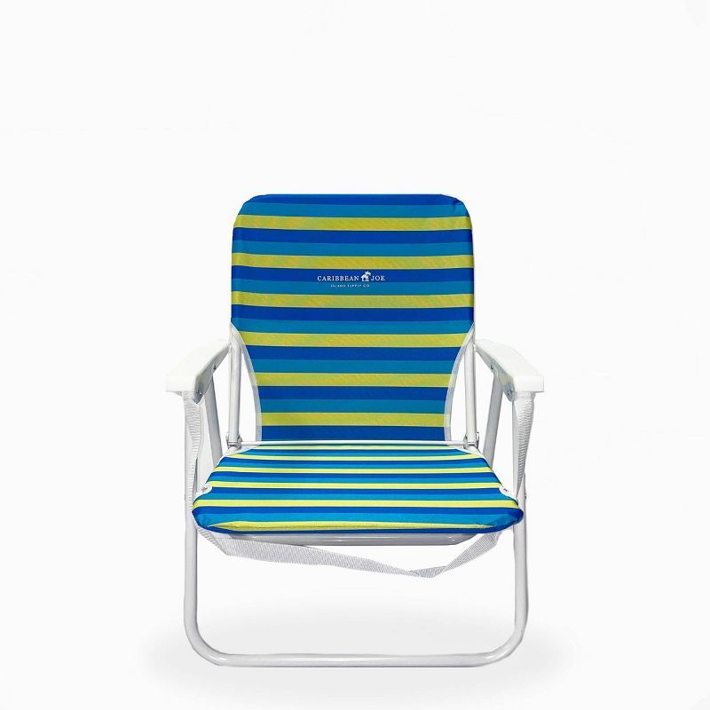 Caribbean Blue and Yellow Striped Steel Beach Chair