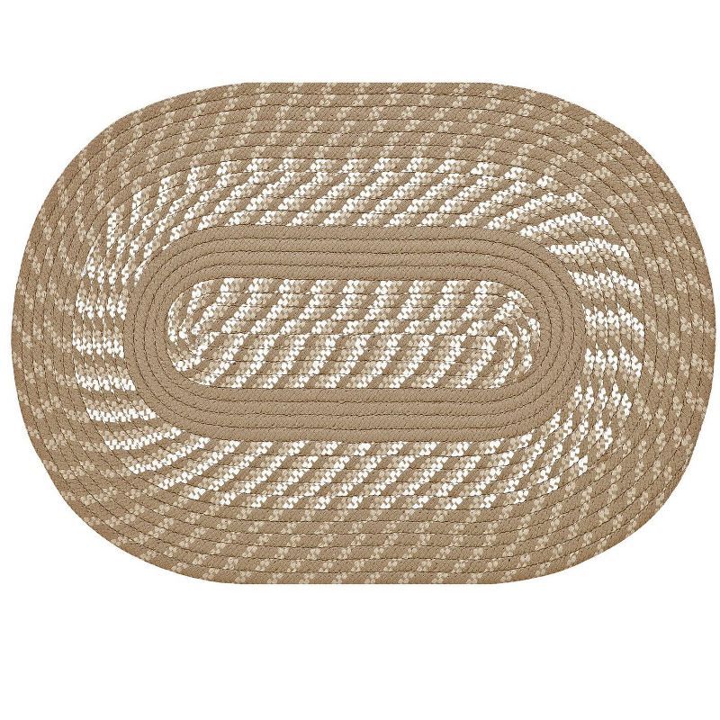 Tan Oval Braided Reversible Synthetic Rug 42" x 66"