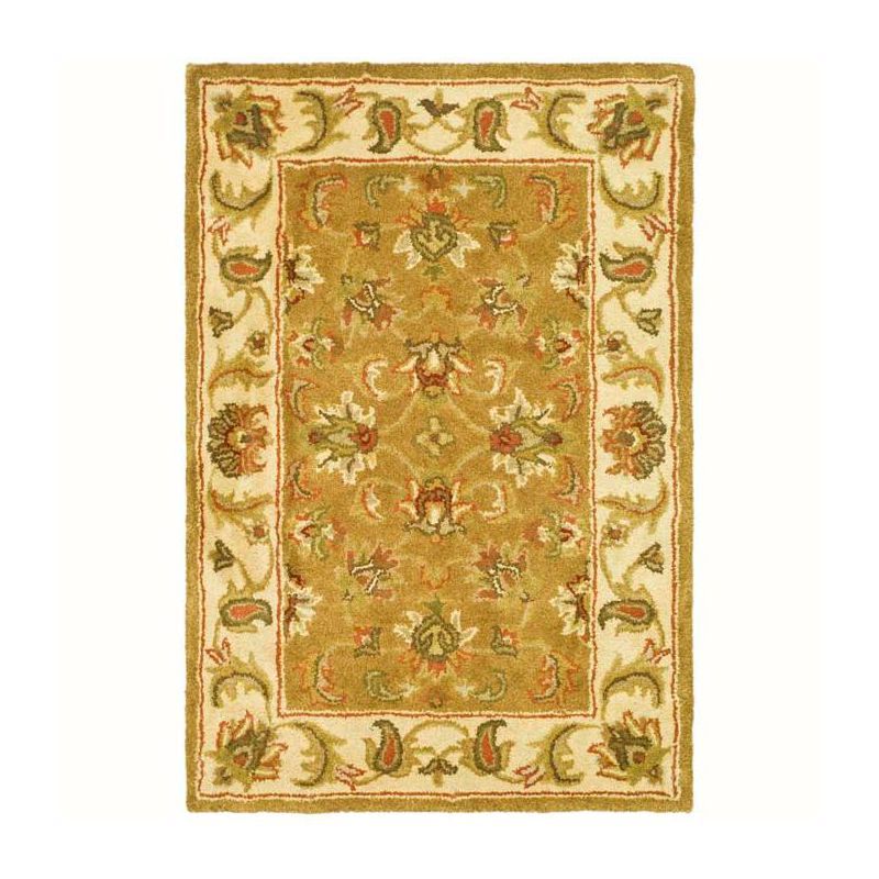 Elegant Ivory Hand-Tufted Wool Rectangular Rug, 2' x 3'