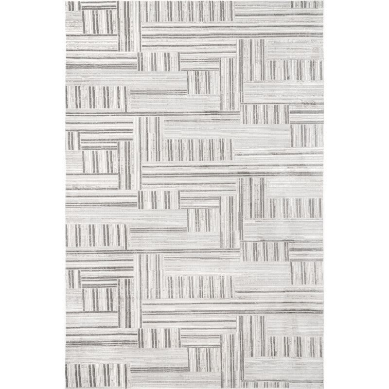 Reversible Abstract Synthetics Area Rug, 5' x 8', Gray