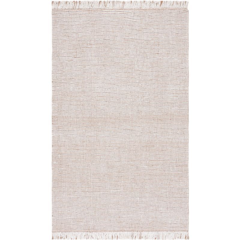 Ivory and Natural Hand-Woven Wool and Jute Area Rug