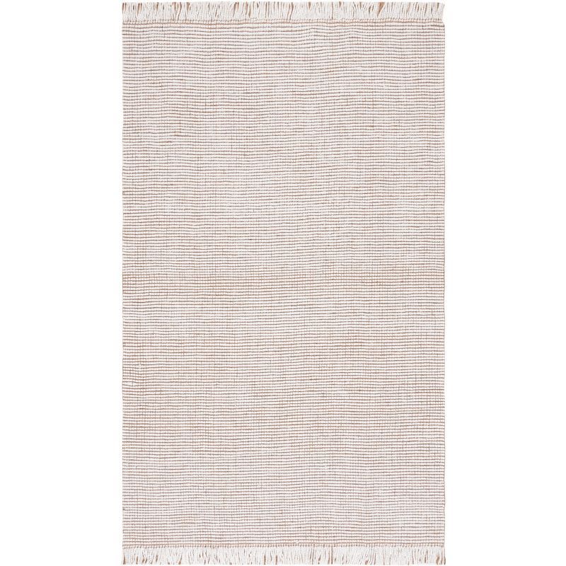 Ivory and Natural Hand-Woven Wool and Jute Area Rug