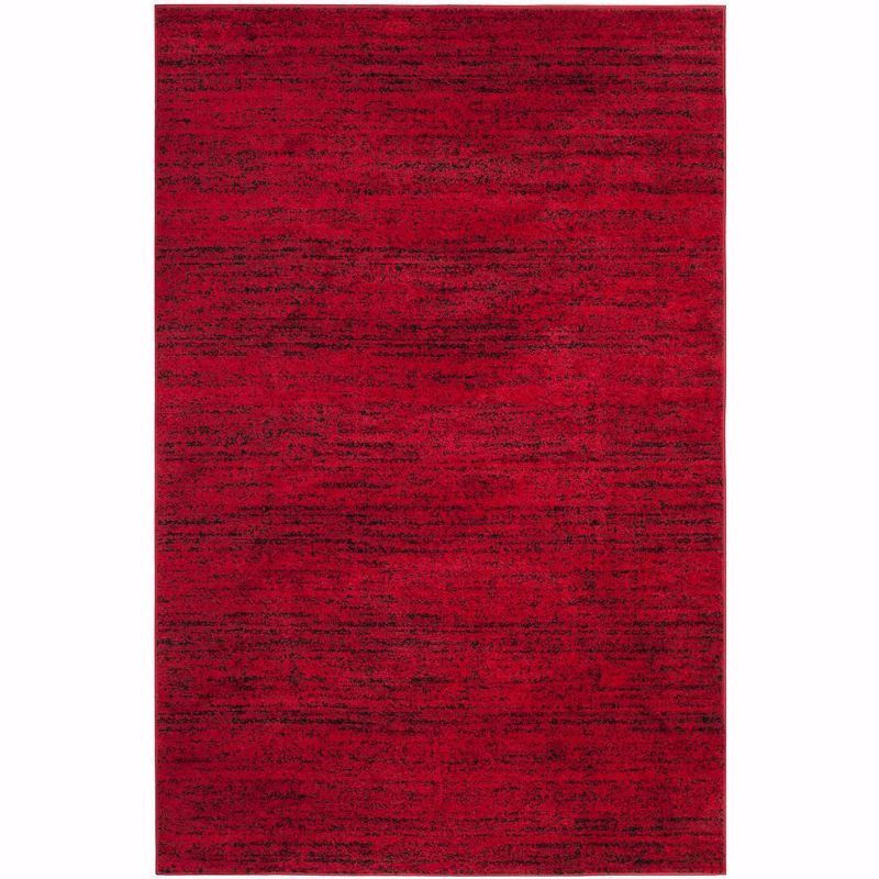 Red and Black Striped Synthetic 6' x 9' Area Rug