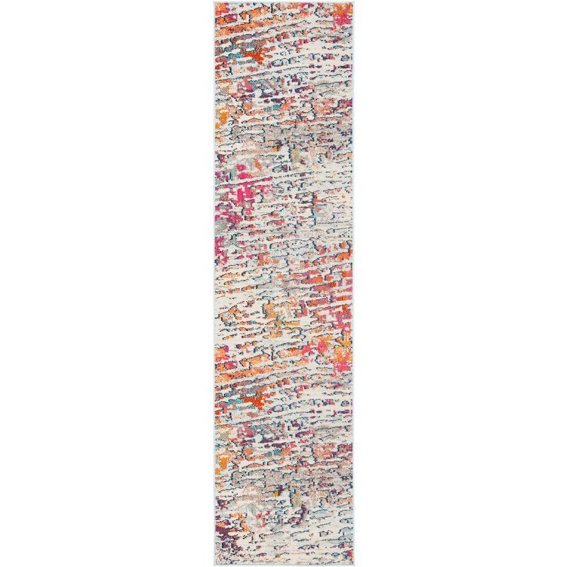 Hand-Knotted Light Blue and Orange Synthetic Area Rug, 26" x 6"