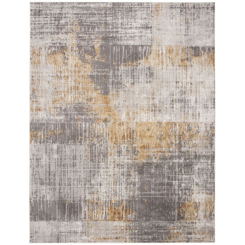 Grey and Beige Abstract 8' x 10' Reversible Area Rug