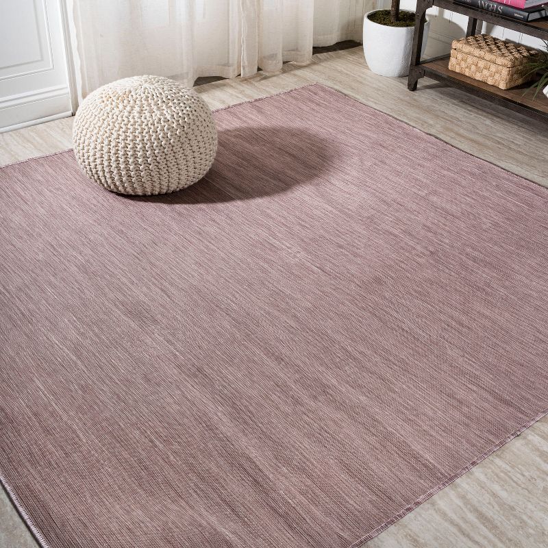 Ethan Modern Pink 6' Square Flatweave Synthetic Area Rug