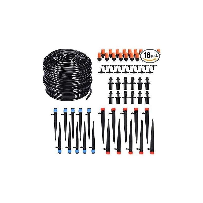 Black Adjustable Garden Drip Irrigation Kit with Nozzle Emitters