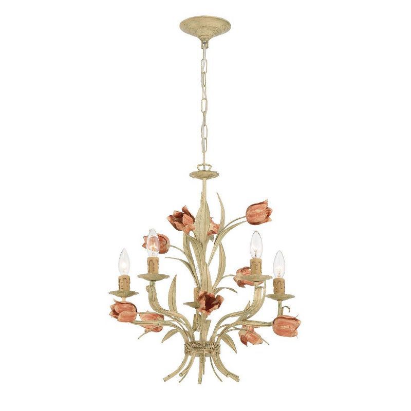 Sage Rose 5-Light Floral Wrought Iron Chandelier