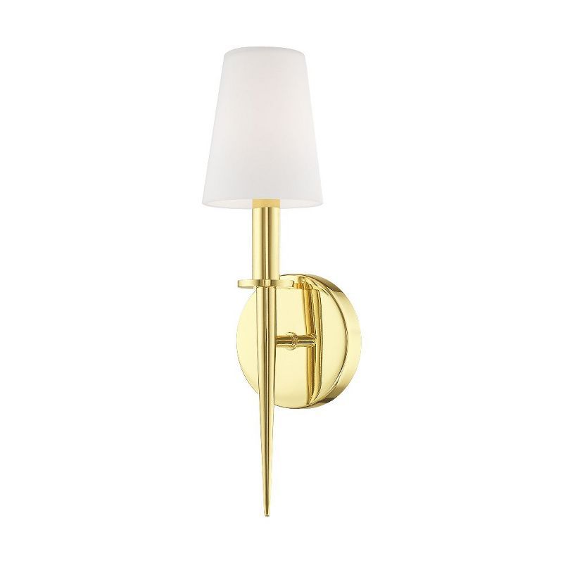 Polished Brass Sconce with Hand Blown Opal White Glass Shade