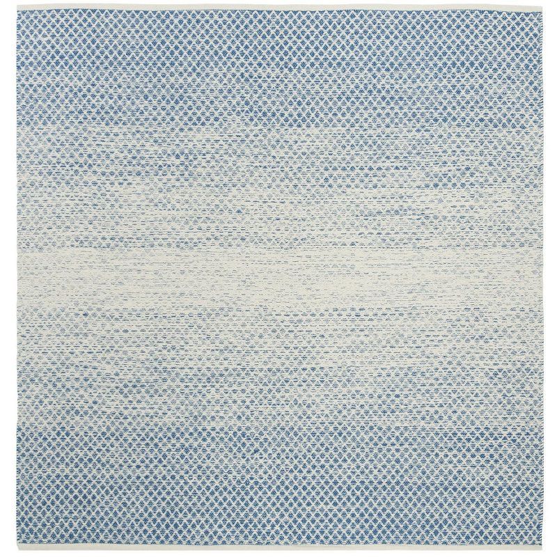 Coastal Charm Blue/Ivory Cotton 6' Square Handwoven Rug