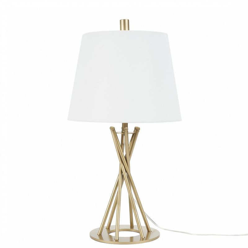 23" Elegant Gold Metal Twist Table Lamp with White Shade