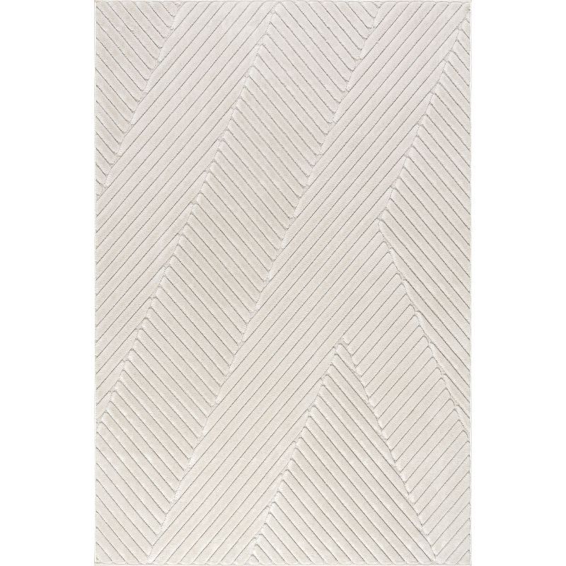 Ivory Geometric High-Low Indoor/Outdoor Area Rug