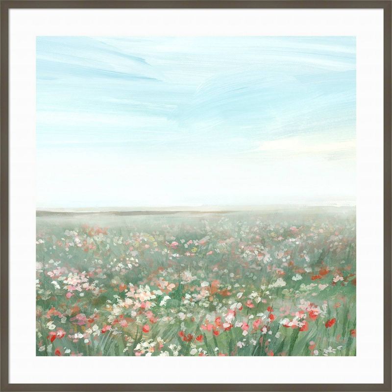 41" x 41" Wildflower Meadow II Botanical Landscape Wood Framed Wall Art