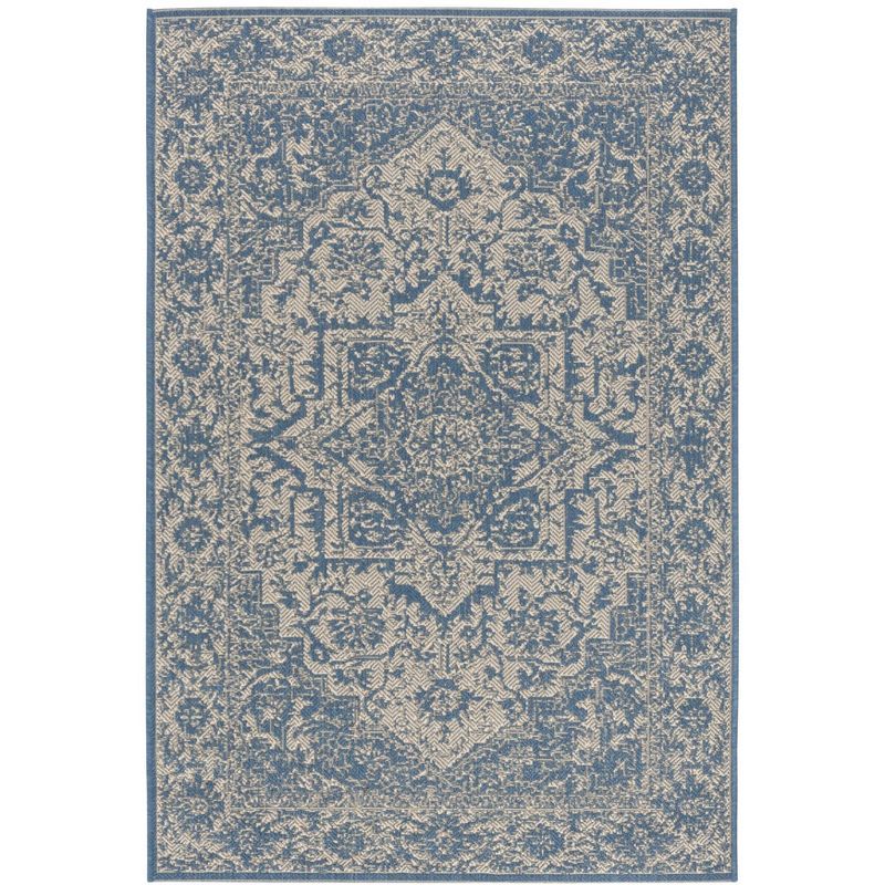 Valene Easy-Care Blue Synthetic 4' x 6' Outdoor Rug