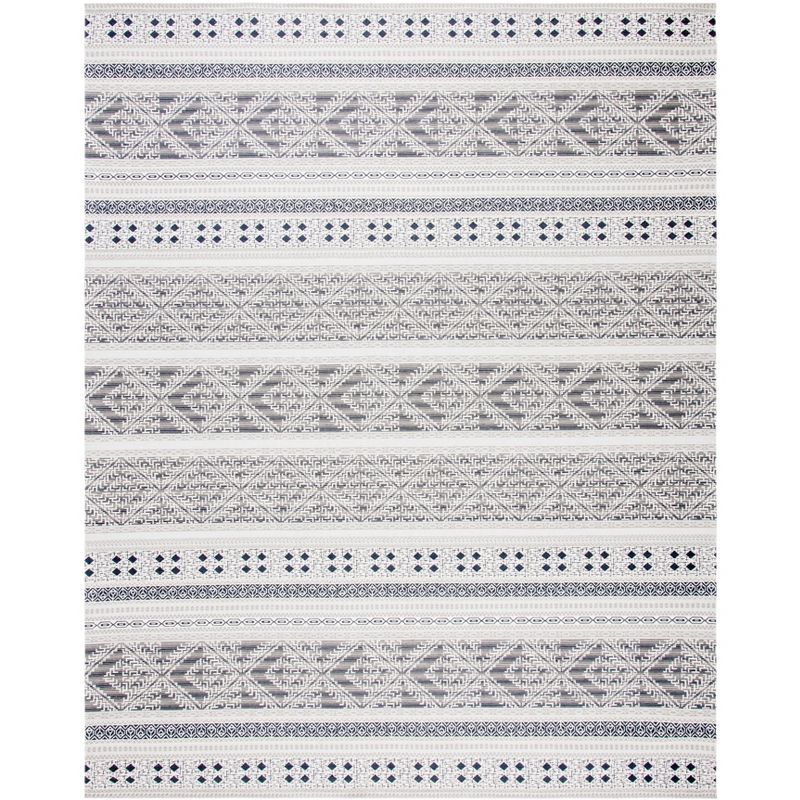 Elegant Grey Synthetic 8' x 10' Handwoven Flatweave Rug