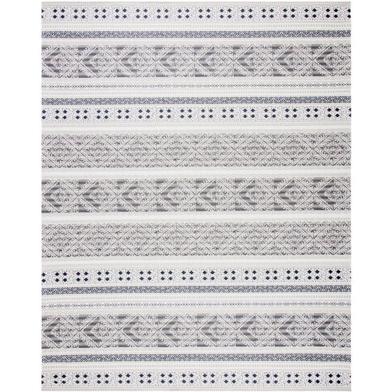 Elegant Grey Synthetic 8' x 10' Handwoven Flatweave Rug