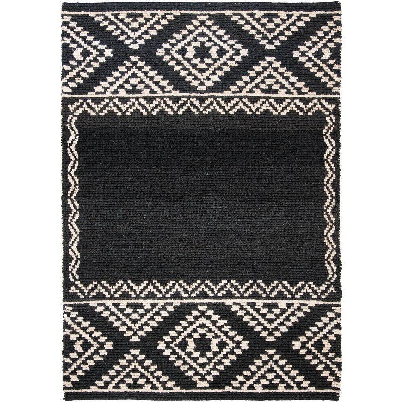 Hand-Knotted Easy Care Black Jute 5' x 8' Area Rug