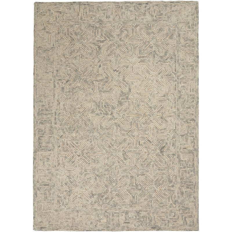 Beige and Grey Hand-Tufted Wool 5' x 7' Area Rug