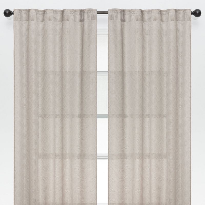 Taupe Extended Sheer Polyester Tab Top Kitchen Drapes