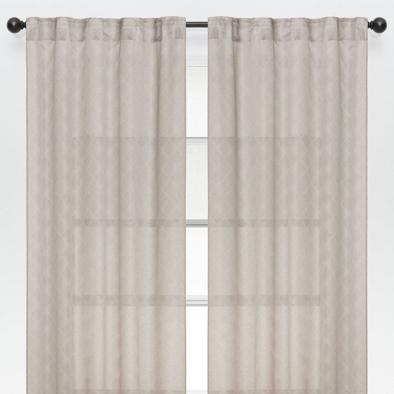 Taupe Extended Sheer Polyester Tab Top Kitchen Drapes