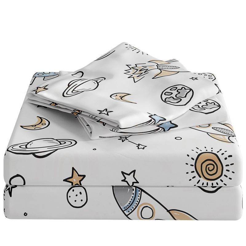 Kids Full Space Print Microfiber Deep Pocket Sheet Set