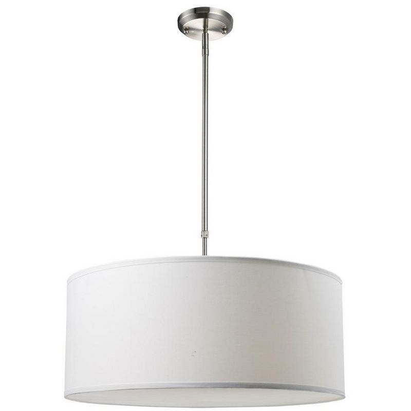 Contemporary 24" Brushed Nickel Drum Pendant with Textured Linen Shade